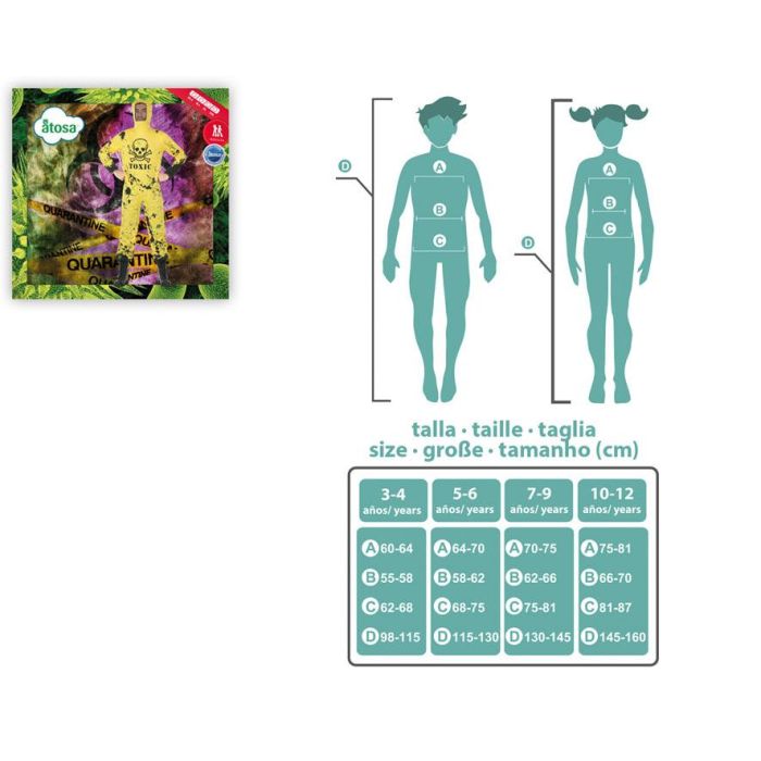 Disfraz Mono Protección Epidemia Halloween Hombre Adulto Talla M-L 1