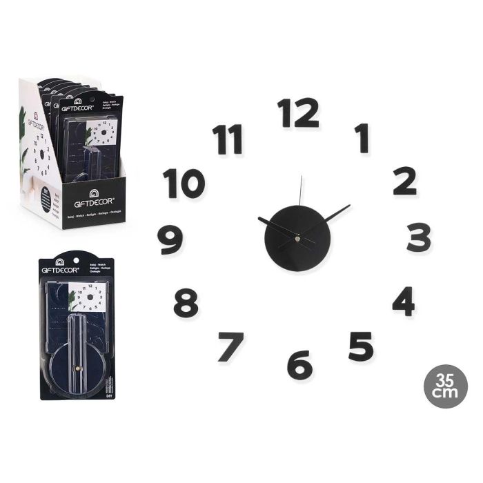 Reloj Pegatina 35 Cm Numeros Brillo Negro Giftdecor (12 Unidades) Reloj Pegatina 35 Cm Numeros Brillo Negro Giftdecor (12 Unidades)