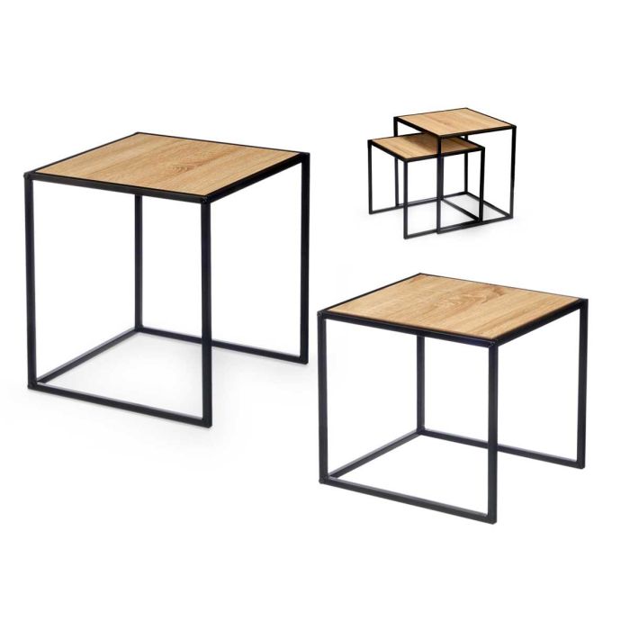 Set 2 Mesas Auxiliares Madera Giftdecor 34X39CM (4 Unidades) 1 Set 2 Mesas Auxiliares Madera Giftdecor 34X39CM (4 Unidades) 1