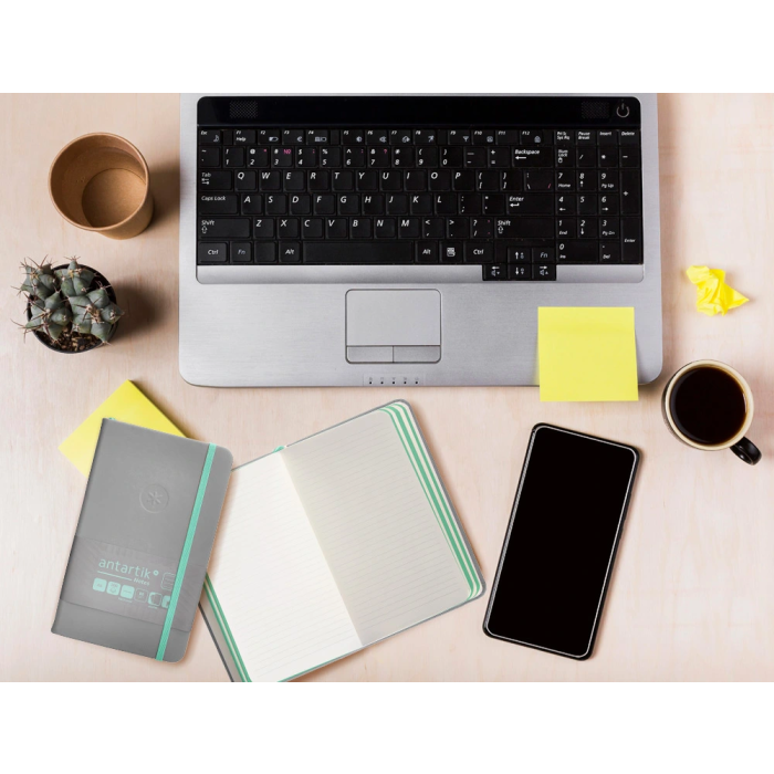 Antartik Cuaderno A6 Tapa Dura 100 Hojas Rayas Gris y Turquesa 80gr FSC 10 Antartik Cuaderno A6 Tapa Dura 100 Hojas Rayas Gris y Turquesa 80gr FSC 10