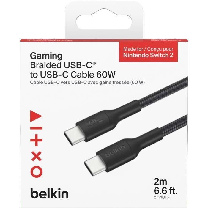 Belkin 745883925247 Cable USB-C a USB-C para juegos Nintendo Switch 2, 60 W, negro 5