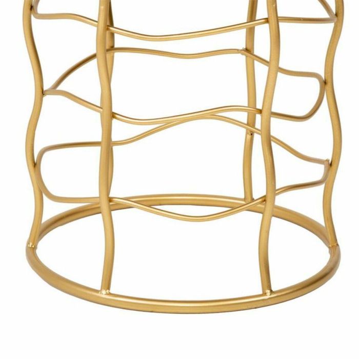 Taburete Alexandra House Living Oro Metal Esponja Madera MDF Tejido 36 x 46 x 36 cm 2