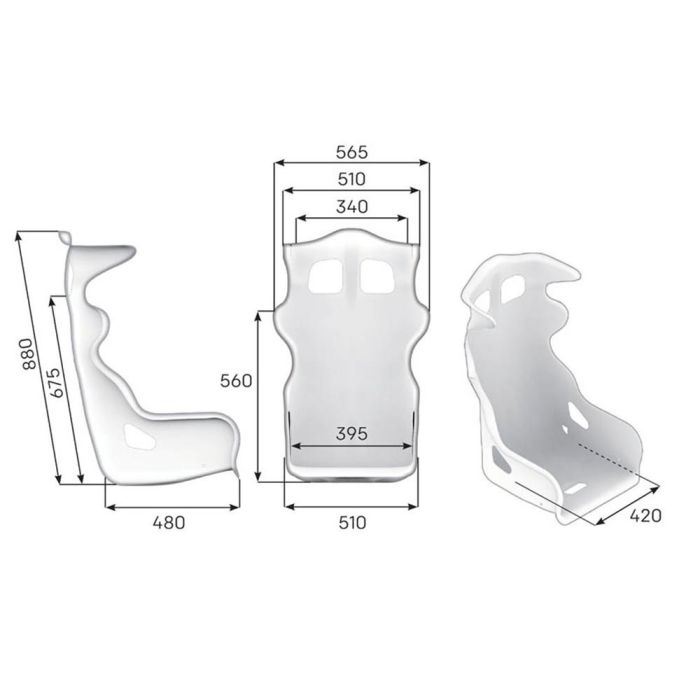 OMP Asiento Racing OMPHA0-0762-B01-071 RS-PT2 FIA 8855-1999 Negro Fibra de Vidrio 1