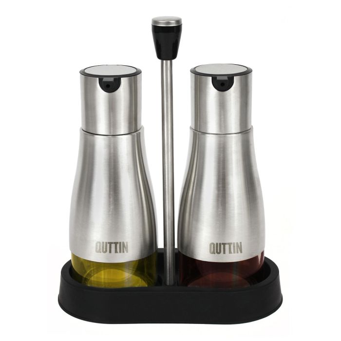 Quttin Set de 2 Aceiteras de Acero Inoxidable con Soporte - 18x9.5x23 cm, 320 ml (12 Unidades) 6 Quttin Set de 2 Aceiteras de Acero Inoxidable con Soporte - 18x9.5x23 cm, 320 ml (12 Unidades) 6
