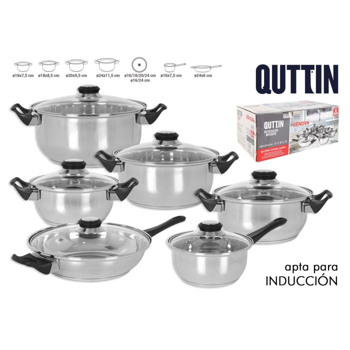 Batería de Cocina 12 Piezas Acero Inducción Genova - Quttin (2 Unidades) Batería de Cocina 12 Piezas Acero Inducción Genova - Quttin (2 Unidades)