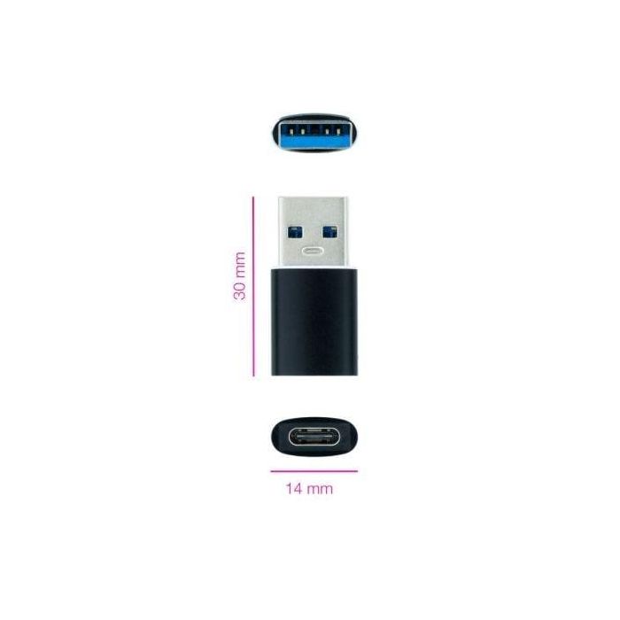 Nanocable 10.02.0012 Adaptador USB 3.1 USB-A Macho a USB-C Hembra para Carga y Datos, Función OTG, Plug & Play, Negro 1 Nanocable 10.02.0012 Adaptador USB 3.1 USB-A Macho a USB-C Hembra para Carga y Datos, Función OTG, Plug & Play, Negro 1
