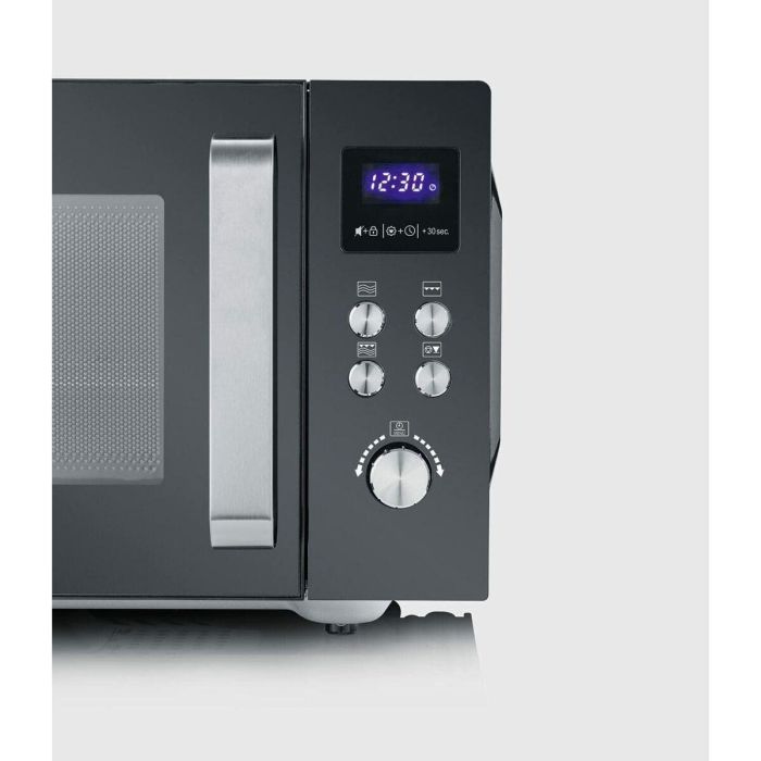 Severin MW 7763 Microondas con Grill de Encimera 25L 900W con Pantalla LED y 1000W de Asador Negro/Plata 1