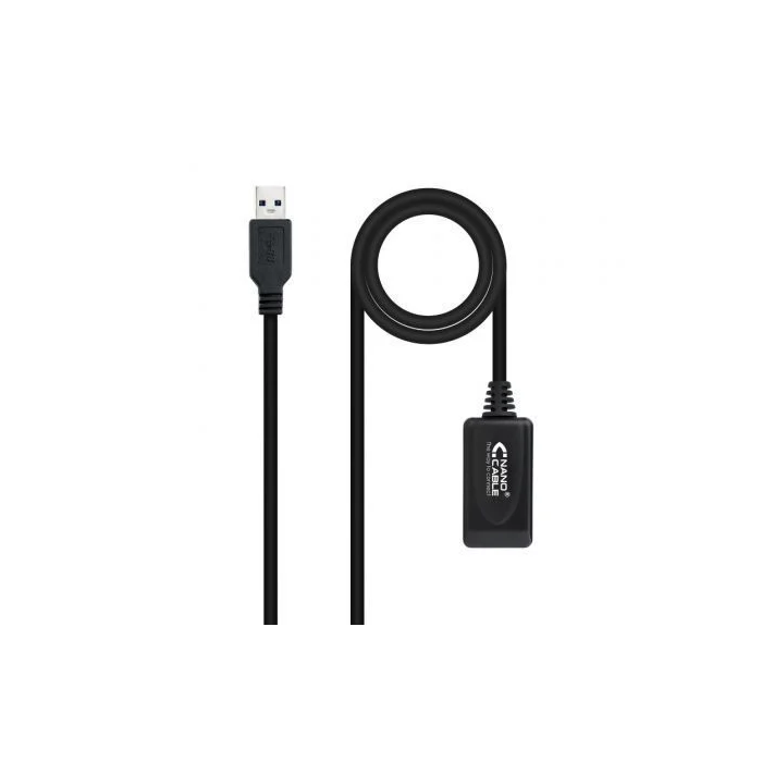 Nano Cable 10.01.0311 Cable USB 3.0 Prolongador con Amplificador, Macho-Hembra, 5m, Negro