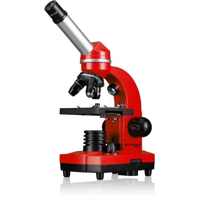 Bresser Junior BRE4007922053530 Microscopio BIOLUX SEL para estudiantes, aumento 40x-1600x, kit de experimentación, rojo 1