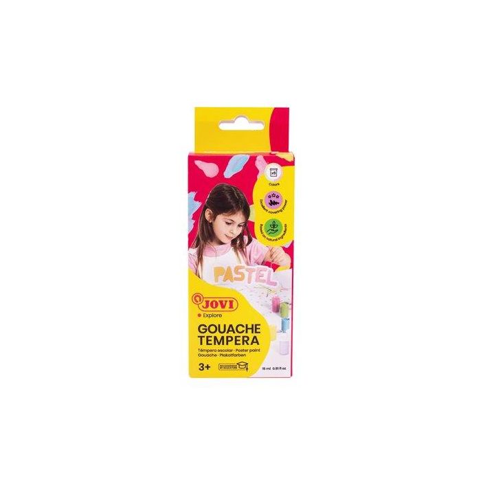Tempera Jovi Gouache 15 Ml (Bote) Estuche De 6 Colores Pastel + Pincel