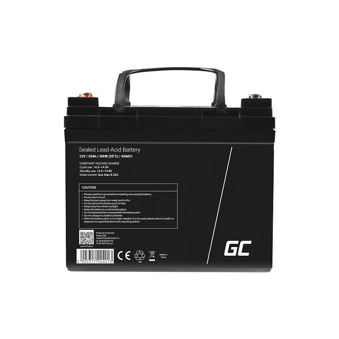 Green Cell AGM21 Batería de Plomo-Acido Sellada 12V 33Ah 5 Años 1 Pieza