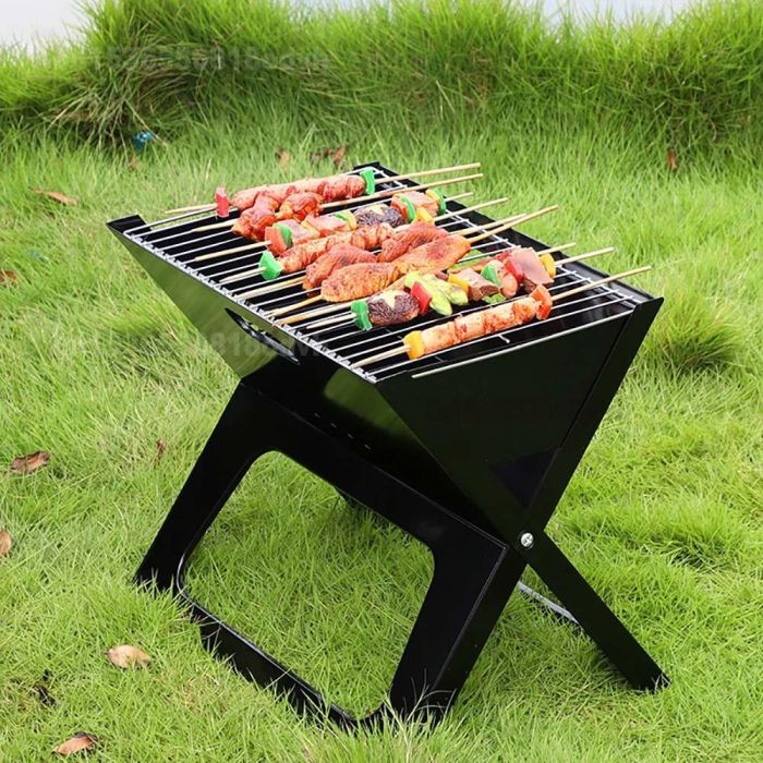 Barbacoa plegable en forma de X, tamaño 45x30x35cm, parrilla 44x28.5cm, negro 2 Barbacoa plegable en forma de X, tamaño 45x30x35cm, parrilla 44x28.5cm, negro 2