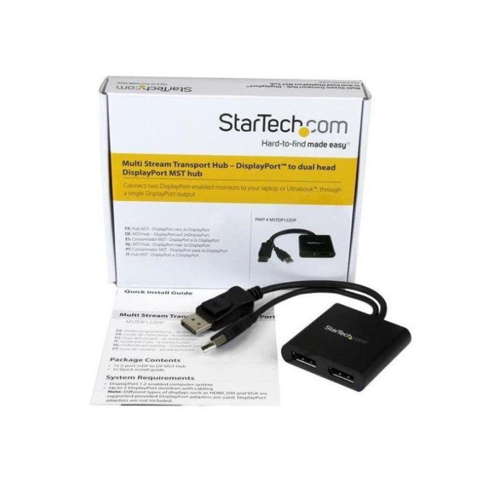 Splitter DisplayPort Startech MSTDP122DP Negro 4K Ultra HD 3