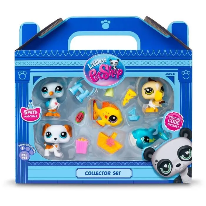 Bandai Littlest Pet Shop Set Coleccionista Tema de Playa BF00517 con 5 Animales y Accesorios 2