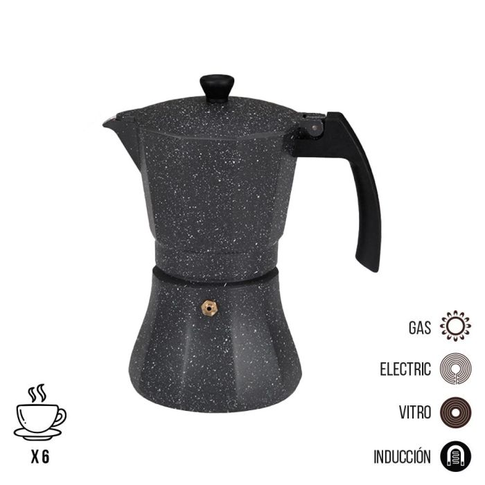 Gourmet Kitchen Cafetera de aluminio para 6 tazas, compatible con gas, vitrocerámica, placa eléctrica e inducción