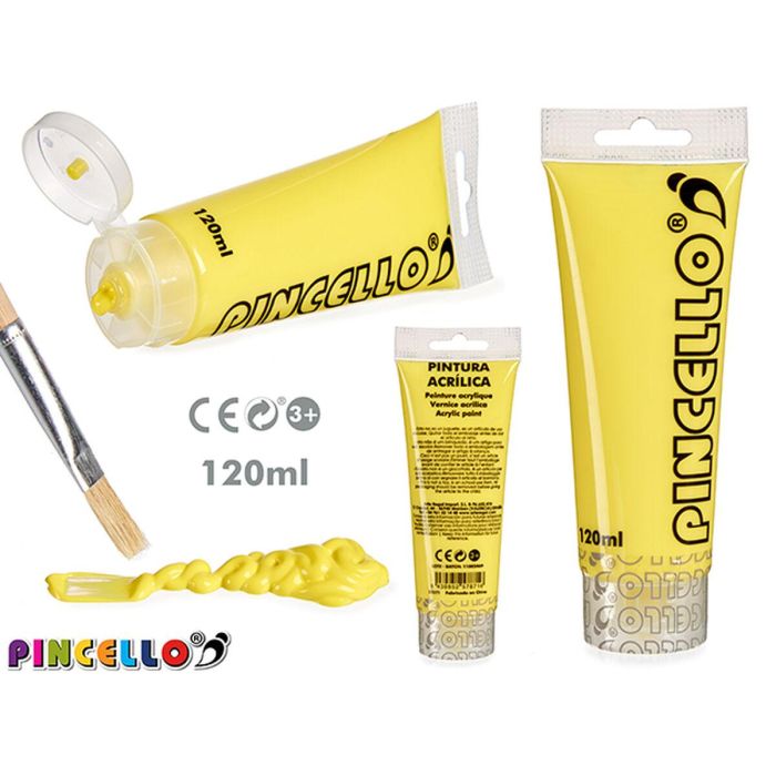 Pintura Acrílica Pincello 120 ml Amarillo - Tubo 6x4x16 cm (24 Unidades) Pintura Acrílica Pincello 120 ml Amarillo - Tubo 6x4x16 cm (24 Unidades)