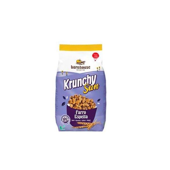 BARNHOUSE Muesli Krunchy Sun Espelta 375 g Bio – Ecológico Crujiente con Copos Integrales y Sirope de Arroz, sin Palma