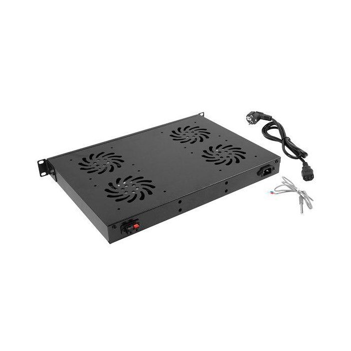 Lanberg Panel de Ventilación 1U LCD 4 Ventiladores con Termostato para Armario de 19" Negro