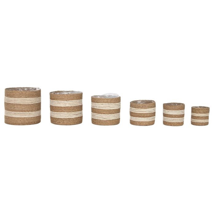 Macetero Boho DKD Home Decor Natural Blanco 30 x 27 x 30 cm Set de 6 (2 Unidades) Macetero Boho DKD Home Decor Natural Blanco 30 x 27 x 30 cm Set de 6 (2 Unidades)