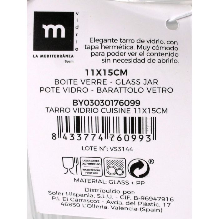 La Mediterranea Tarro de Vidrio Cuisine 11 cm x 15 cm (12 Unidades) 11