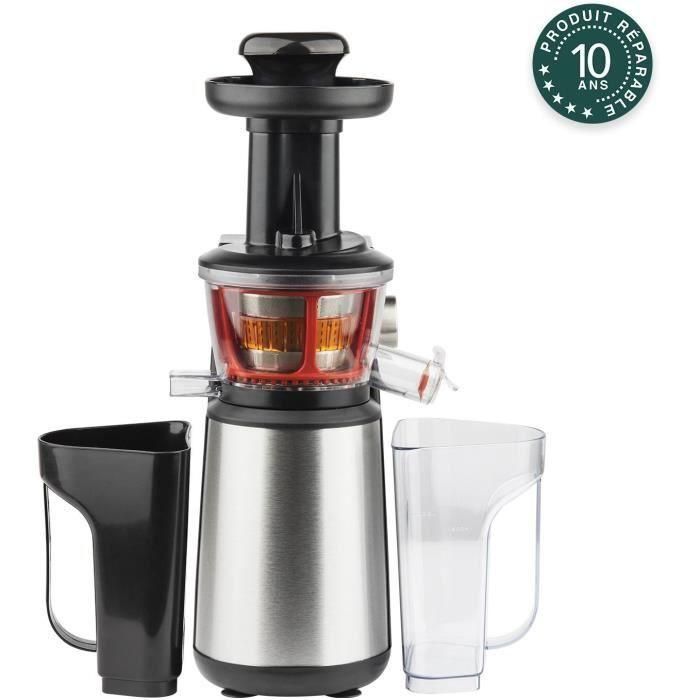 H.Koenig GSX12 Extractor de Jugo Vertical de 52 rpm, Acero Inoxidable, 400W, Bajo Desperdicio, Silencioso