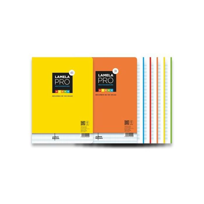 Lamela Recambio A4 100H Cuadrovia 4Mm Pro Multitareas 5 Colores Surtidos 90Gr 5 unidades