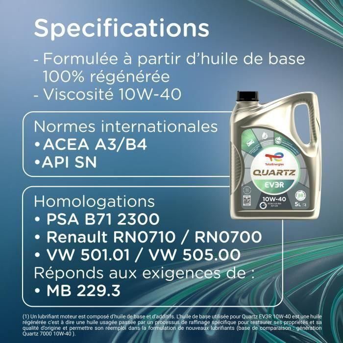 Totalenergies TOT3425901155456 Aceite de motor Quartz EV3R 10W-40 - 5 litros 4