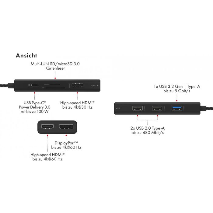 ICY BOX IB-DK4011-CPD USB-C 9-in-1 PD 100W DockingStation 7