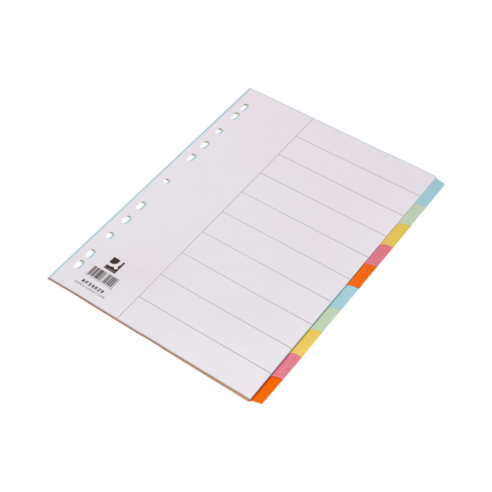 Q-connect Separadores DIN A4 Multitaladro Cartulina, Juego de 10 Unidades, Pestañas Colores Pastel 5