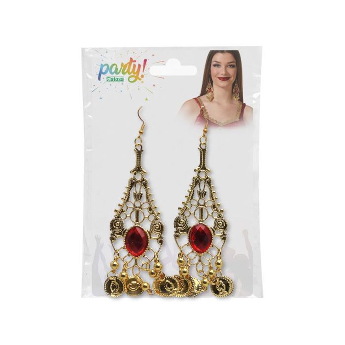 Pendientes Dorado Brillante Rojo Mujer Adulto 1