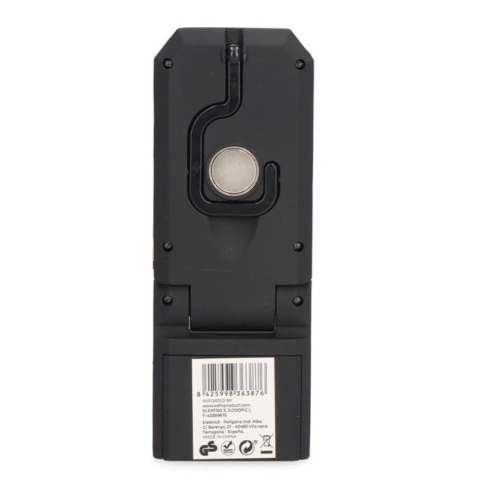 Edm Linterna LED COB XL 150 lm y 3 Mini LED 7 lm, con Gancho, Imán y Base 180° - Pilas AAA Incluidas, IP20, ABS Amarillo/Negro 1
