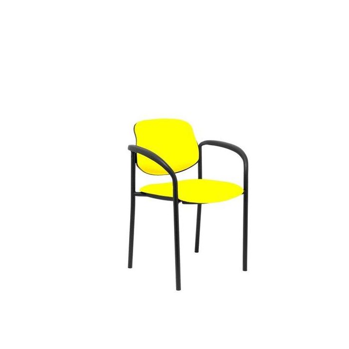 Silla Piqueras Y Crespo Villalgordo Confidente Brazos Fijos Chasis Negro Asiento Y Respaldo Tapizados Similpiel Amarillo