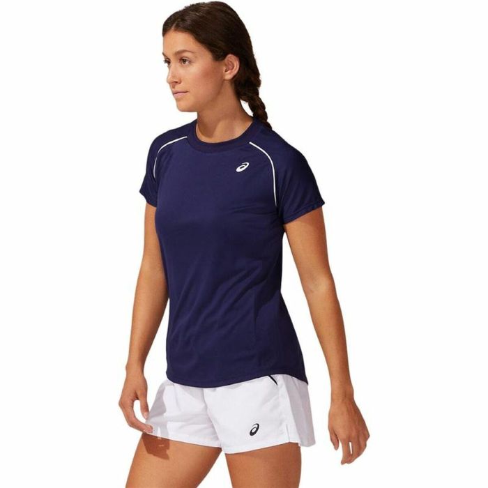 Camiseta de Manga Corta Mujer Asics Court Piping Azul XS 2