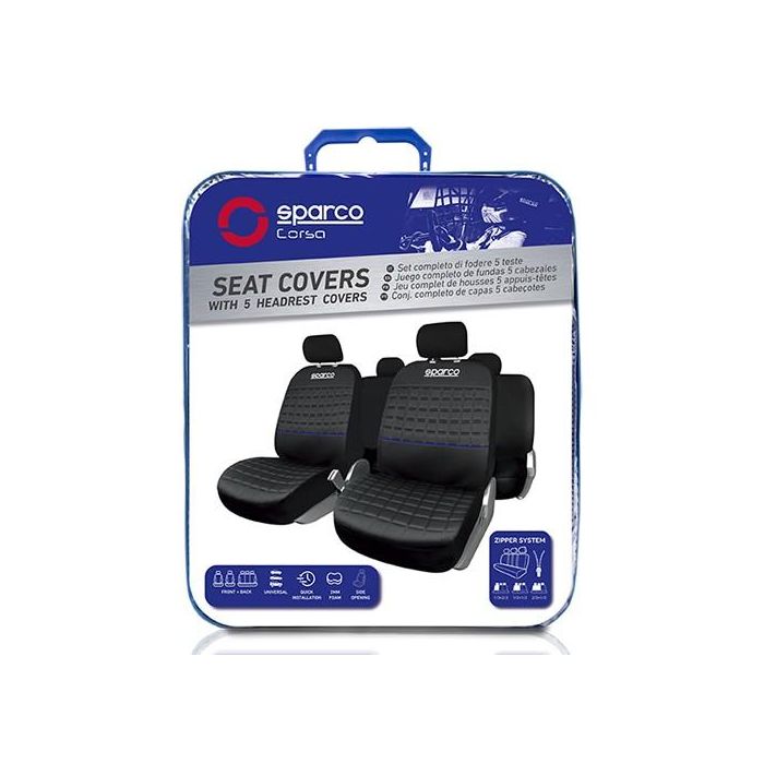 Fundas para Asientos de Coche Sparco Lazio Universal (11 pcs) 3 Fundas para Asientos de Coche Sparco Lazio Universal (11 pcs) 3