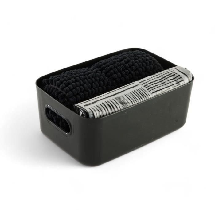 Today TOD3574641271251 Juego de Ducha con Cesta, Alfombrilla y Cortina - Negro