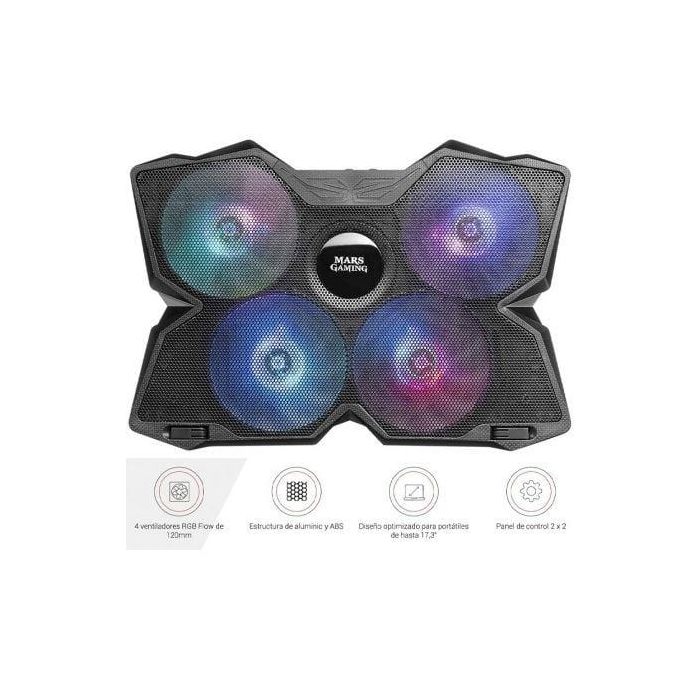 Soporte Refrigerante Mars Gaming MNBC3 para Portátiles hasta 17.3"/ Iluminación LED 2