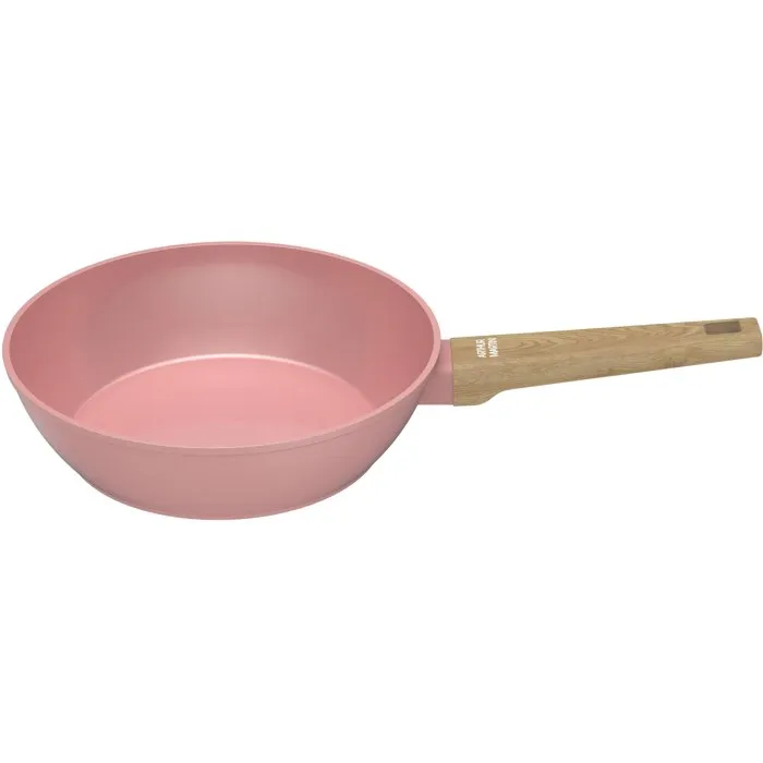 Arthur Martin Sartén AM0333 con Tapa y Cesta, Revestimiento Cerámico Rosa, Ø 24 cm, Apta para Inducción 4