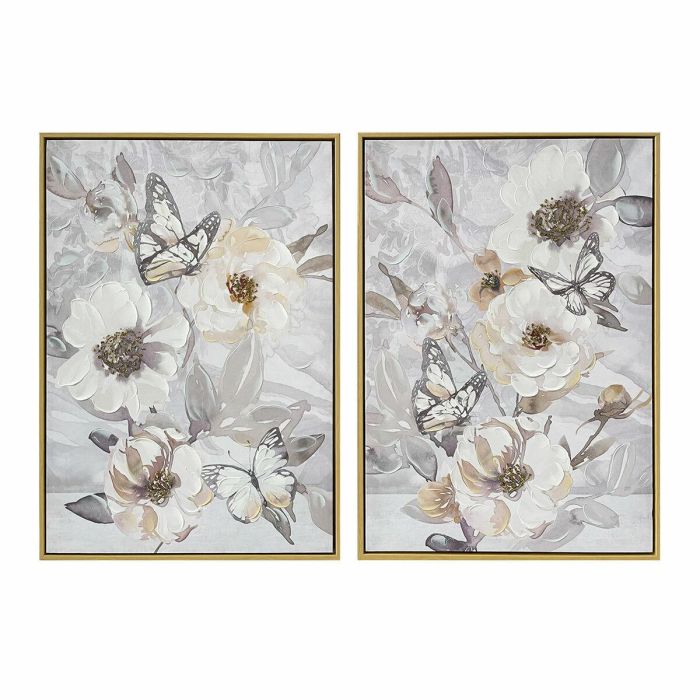 Cuadro DKD Home Decor Flores (50 x 3,5 x 70 cm) (2 Unidades)