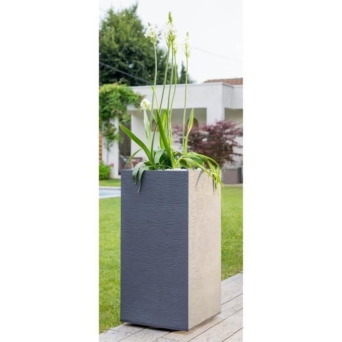 EDA Maceta cuadrada alta Graphit - 39.5 x 39.5 x H 80 cm - 31 L - Gris antracita 2 EDA Maceta cuadrada alta Graphit - 39.5 x 39.5 x H 80 cm - 31 L - Gris antracita 2