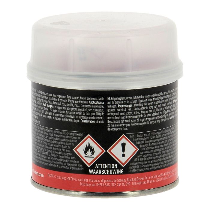 Facom Masilla de Poliéster Acabado Resistente a Vibraciones Color Gris Claro Modificable por Tinte 250 g 2