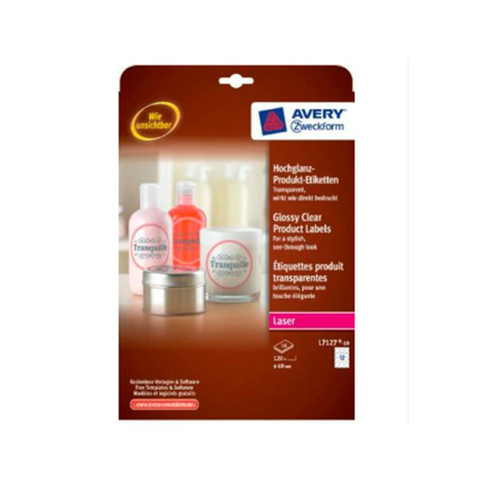 Avery Etiquetas Adhesivas Brillantes Invisibles Redondas Láser 60 mm Caja 120 Unidades 2