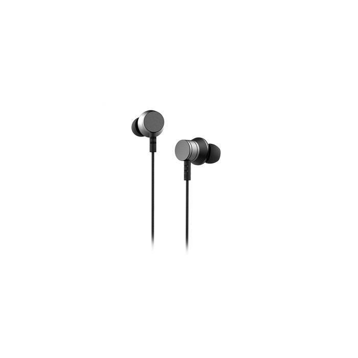 Elbe AU-P20-MIC Auriculares Intra-auditivos con Micrófono, Control de Llamadas y Música, Negro/Plata