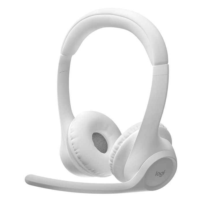Logitech Zone 300 Auriculares Inalámbricos Bluetooth Blanco con Cancelación de Ruido, Micrófono para Llamadas, 20h Autonomía, Almohadillas Cómodas, Diseño Sostenible (Ref. Zone 300)