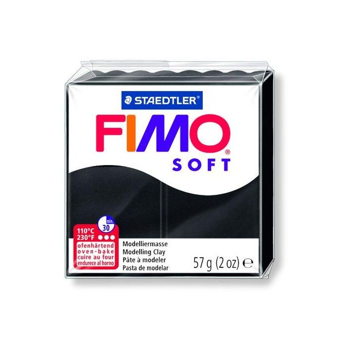 Staedtler Pasta de Modelar FIMO Soft 57g Negro - Blanda y Suave, Fácil de Mezclar, Colores Brillantes, Lista para Usar