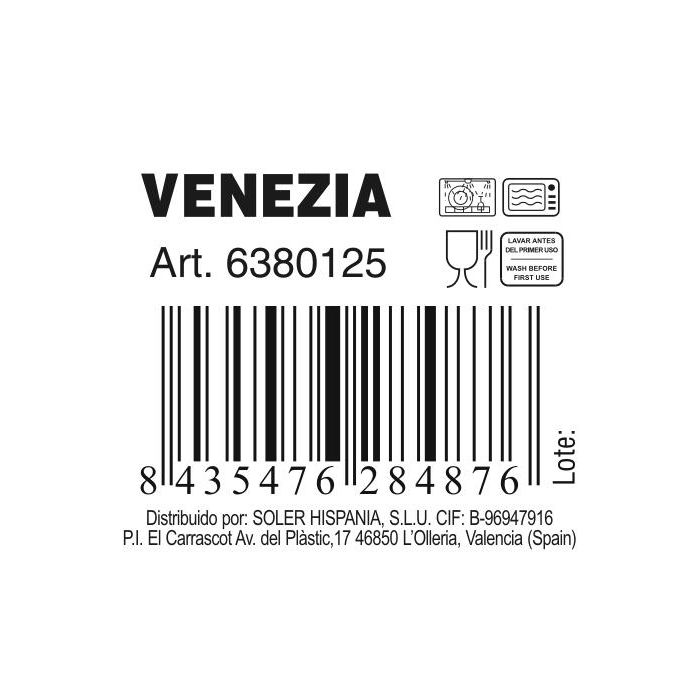 Plato de vidrio Venezia 25 cm - Inde (6 Unidades) 2 Plato de vidrio Venezia 25 cm - Inde (6 Unidades) 2