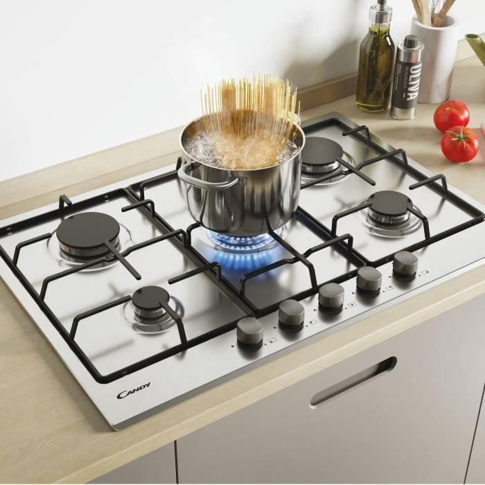 CANDY - CHW7X - Mesa de gas - 5 chimeneas - 11250W - Acero inoxidable 2 CANDY - CHW7X - Mesa de gas - 5 chimeneas - 11250W - Acero inoxidable 2