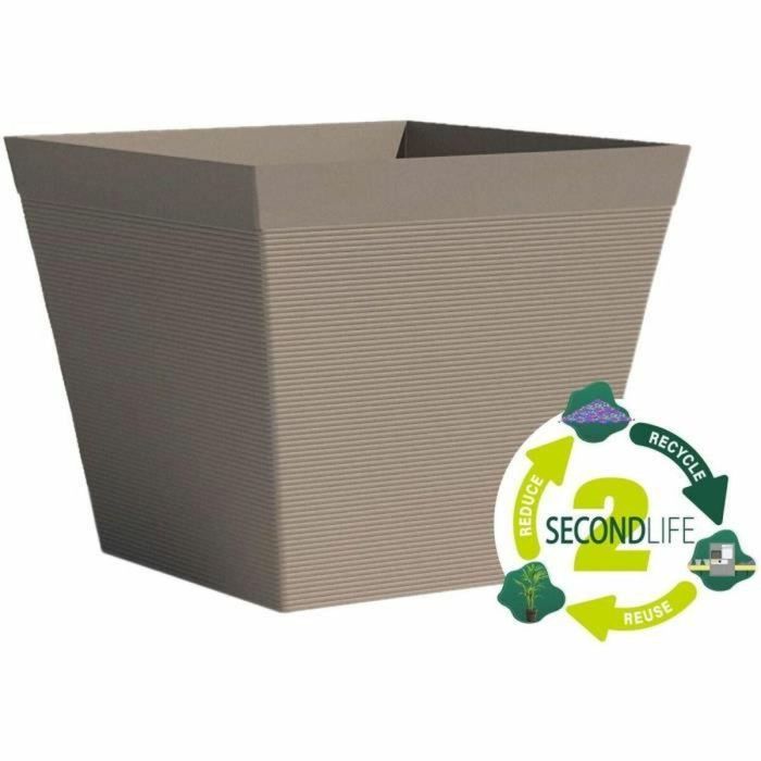 Maceta cuadrada - GARDEN ID - Green Care Impact Taupe - 29 x 26 cm - 10 años de garantía - 100% reciclado - Resistente a los rayos UV/gel 2