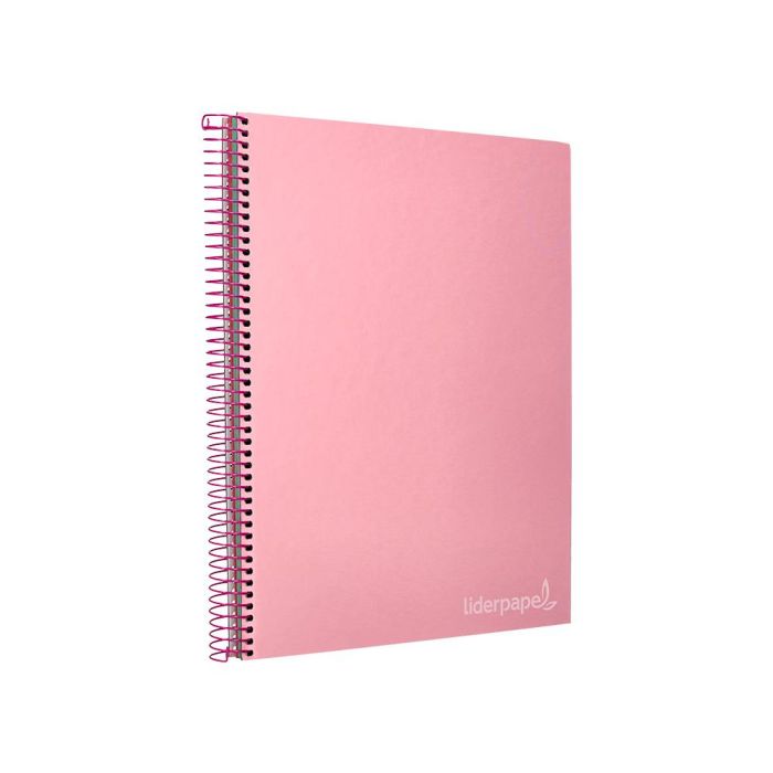 Cuaderno Espiral Liderpapel A4 Micro Jolly Tapa Forrada 140H 75 gr Cuadro 5 mm 5 Bandas 4 Taladros Color Rosa 5