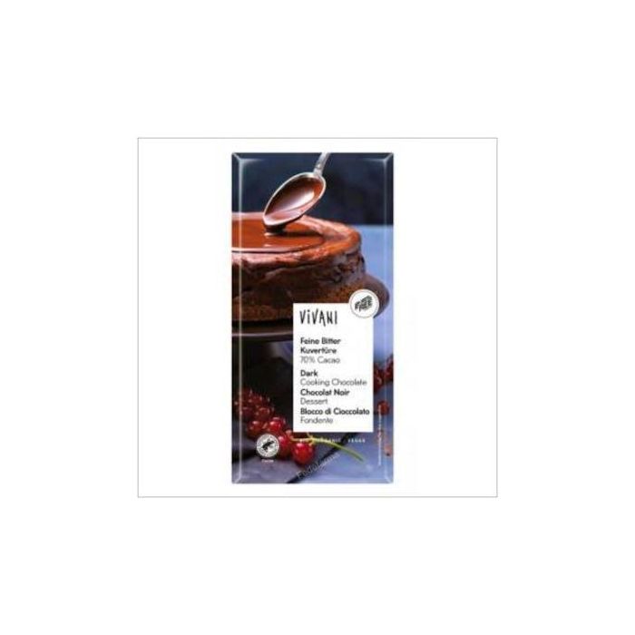 VIVANI Chocolate Negro 70% Cacao para Postres Bio Vegan 200g - Cobertura Ecológica Certificado Rainforest