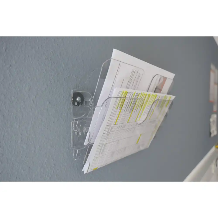 Durable Expositor de Pared con 2 Compartimentos Magnéticos Transparentes para Folletos A4 Horizontal Durable Expositor de Pared con 2 Compartimentos Magnéticos Transparentes para Folletos A4 Horizontal